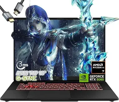 ASUS TUF A18 Laptop para juegos (Ryzen 7 260, RTX 5060, 64 GB RAM)