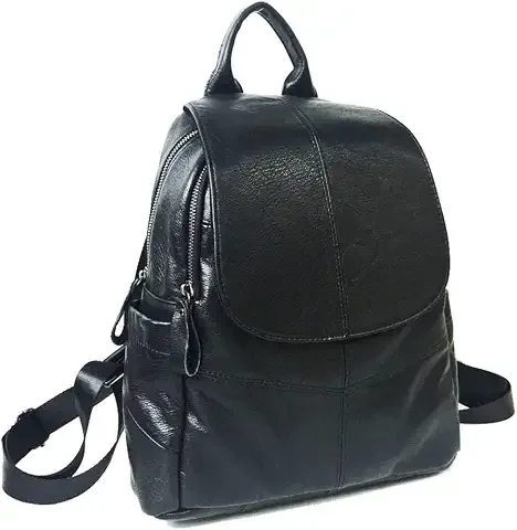 Bolso informal tipo sándwich de piel de vacuno negra, doble capa