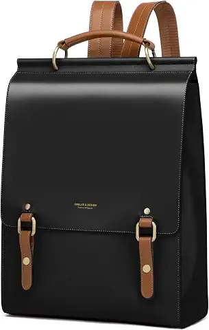 Cnoles mochila de cuero vintage para mujer (negro)