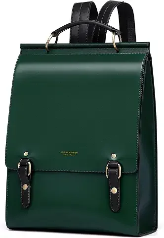 Cnoles mochila de cuero vintage para mujer (verde)