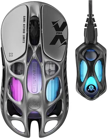 GravaStar Mercury X Pro, ratón inalámbrico para juegos (color plata)
