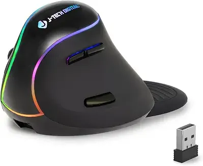 J-Tech Digital ratón ergonómico inalámbrico con reposamanos