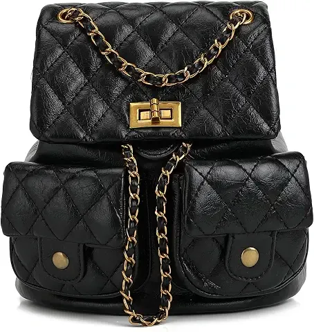 Mini mochila acolchada para mujer con correa de cadena