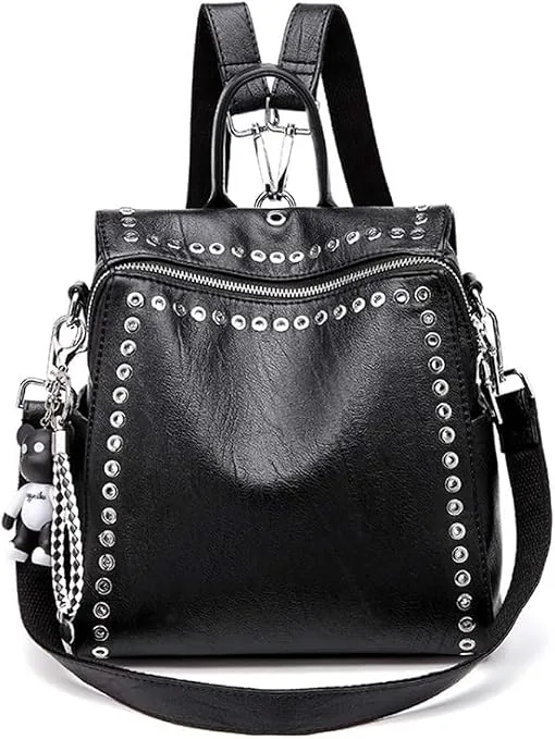 Mochila convertible para mujer, negra