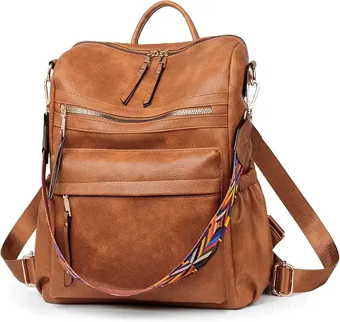 Mochila de cuero para mujer, bolso de hombro de diseñador multiusos