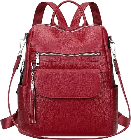 Bolso tipo mochila de cuero genuino para mujer, con solapa frontal