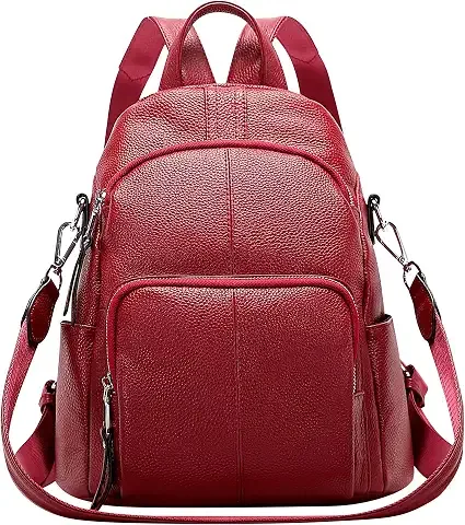 Mochila de cuero suave para mujer, Elegant Purse 3 en 1 (rojo)