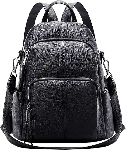 Mochila de cuero suave para mujer, Elegant Purse 3 en 1 (negro)