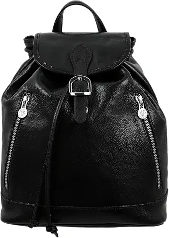 Time Resistance mochila de cuero para mujer (negro)